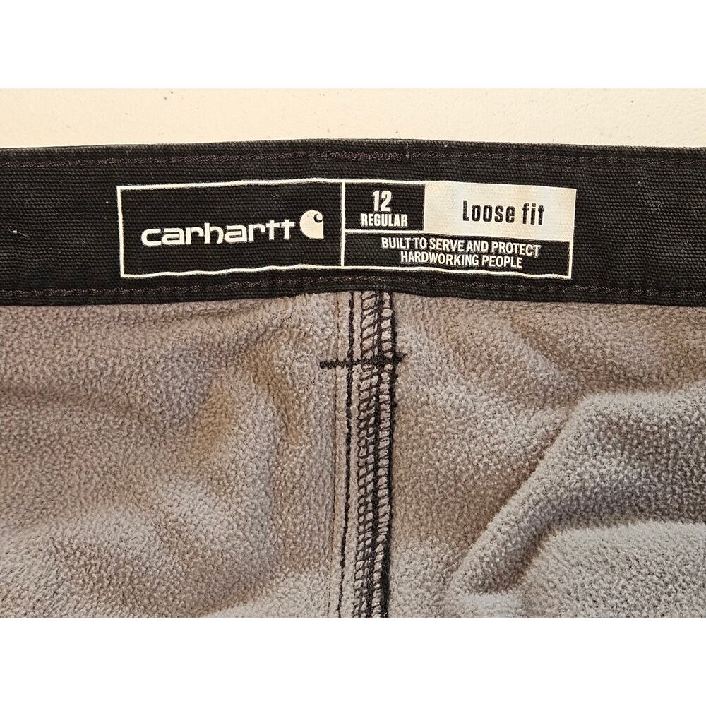 Carhartt Women’s 12 Regular Black Fleece Lined Loose Fit Work Utility Pants - Picture 3 of 7